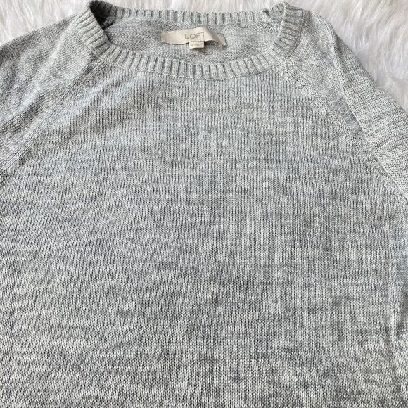Ann Taylor LOFT Sweater Sz S Metallic Gray Sparkle Holiday Bell Sleeve Casual - Picture 3 of 9